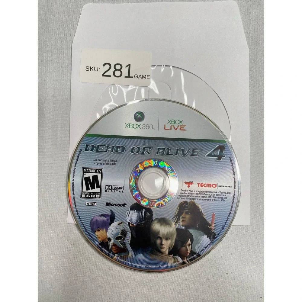 Dead or Alive 4 Xbox 360 Microsoft Tecmo Team Ninja Fighting Game Disc Only